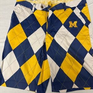 Michigan Wolverines Blue and Yellow Argyle Shorts